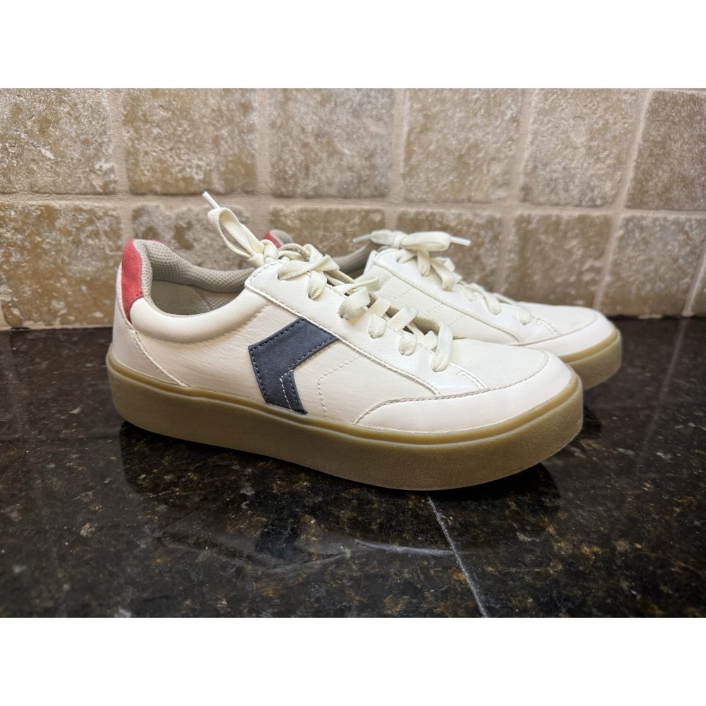 Dr. Scholl's Madison Lace White Lace-Up Sneakers Logo Round Toe 7.5